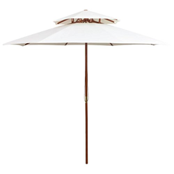 Atlojoys Sombrilla de Dos Pisos, Parasol, para Exterior Patio Terraza Piscina, 270x270 cm Palo de Madera Blanca Crema características