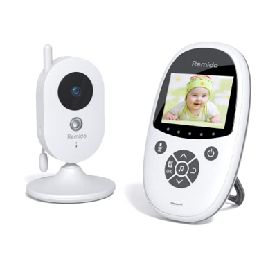 Monitor de video para bebés con cámara de 2.4 pulgadas, cámara de vigilancia digital Remido con modo de sueño visión nocturna sensor de temperatura ca