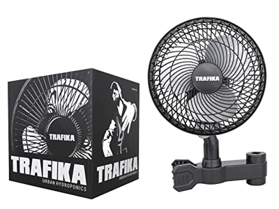 TRAFIKA CLIPFAN OSCILANTE/Ventilador 20W 25CM / 2 velocidades/Pinza Exclusiva para Barras Armario Cultivo / 100% Cobre Ahorro ENERGIA/Larga DURACIÓN U