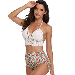 Shangrui Top de Crochet con Traje de baño de Playa de Bikini de Pana con Cintura Baja precio