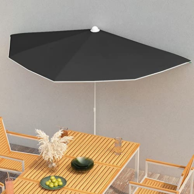 Festnight Parasol Excéntrico, Sombrilla Jardin Pared,Sombrilla de Balcón con Semicírculo Dia.300x150 cm, con Manivela para Terraza Jardín Exterior, Ne