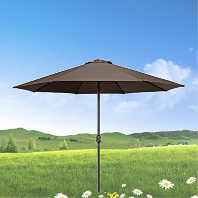 Sombrilla Jardin Exterior Gran, Toldo para Sombrilla Al Aire Libre, 2.7M*2.5M, con Función De Inclinación, Blanquecino, Caqui, para Balcón, Piscina, P