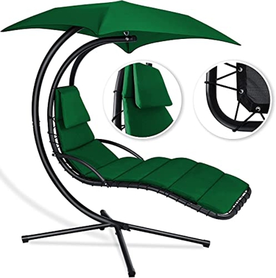 KESSER® Tumbona Colgante con sombrilla, Tumbona suspendida, Tumbona An 200, L 194, Al 100 cm, Tumbona de relajación, Tumbona Hamaca, cargable hasta 12