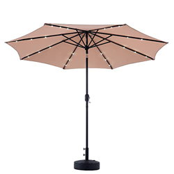 VONLUCE Sombrilla de Terreza de 300CM con Luz LED Sombrilla de Jardín con Techo de Protección UV y 8 Varillas de Acero Parasol Parasol Grande para Jar en oferta