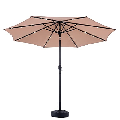 VONLUCE Sombrilla de Terreza de 300CM con Luz LED Sombrilla de Jardín con Techo de Protección UV y 8 Varillas de Acero Parasol Parasol Grande para Jar