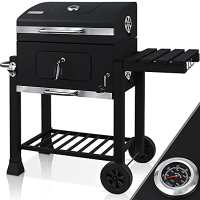 KESSER® Grill, Carro de Parrilla de carbón XXL con Tapa, Ruedas, Mango de Acero Inoxidable, Rejilla y termómetro, Carro de Parrilla de carbón Grande, 