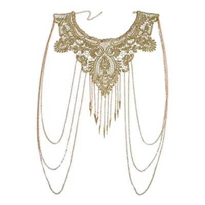 harayaa Bikini Bra Body Chain Collar con Borlas de Arnés Retro Multicapa para Fiesta