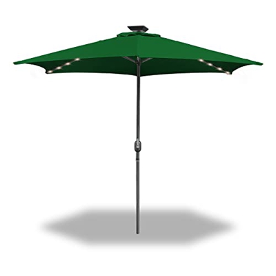 Sonnewelt Sombrilla de 300 cm de diámetro con LED solar, sombrilla con manivela, protección UV, para jardín, terraza, mercado, sin soporte, para jardí