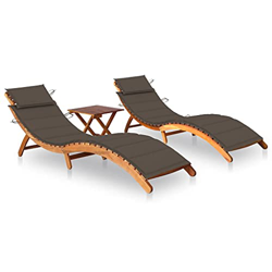 vidaXL 2X Madera Maciza de Acacia Tumbonas con Mesa y Cojines Hamaca Cama Salón Diván Asiento Piscina Playa Jardín Patio Terraza Balcón Exterior características