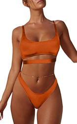Bikinis Brasileños para Mujer Sexy Conjuntos de Bikini con Tiras Recortadas Tanga de Corte Alto con Escote Redondo Bajo precio