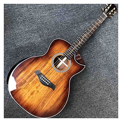 WANANNIGHT Guitarra electrica Madera Top Corte De 12 Cuerdas Guitarra Eléctrica Acústica con Reposabrazos Cama Y Desayuno Banda Eq (Color : Guitar, Si