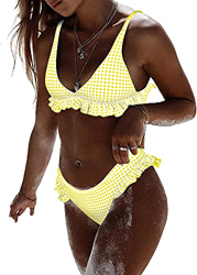 Bikini para Mujer con Relleno Push Up Traje de Baño Tartán Bañador de Dos Piezas a Cuadros en oferta