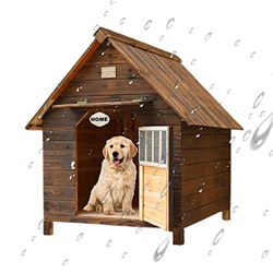 Casetas Madera Perros Grandes, Casita de Madera Gatos, Casa de Perros con Puerta para Pequeños Medianos y Grandes, Casita para Perros Exterior y Inter en oferta