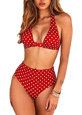 Yutdeng Conjuntos de Bikinis para Mujer Sexy Bikini Triángulo Bañador Push Up Trajes de Baño Cintura Alta Retro Ropa de Baño Ajustable Correa Ajustabl