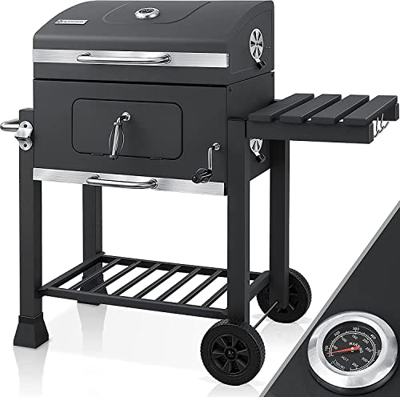 KESSER® Grill, Carro de Parrilla de carbón XXL con Tapa, Ruedas, Mango de Acero Inoxidable, Rejilla y termómetro, Carro de Parrilla de carbón Grande, 