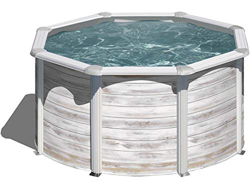 Gre KIT240N - Piscina Desmontable con decoración nórdica, 240 x 120 cm, filtración 4 m3/h, con estacas Laterales en oferta