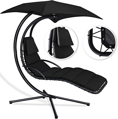 KESSER® Tumbona Colgante con sombrilla, Tumbona suspendida, Tumbona An 200, L 194, Al 100 cm, Tumbona de relajación, Tumbona Hamaca, cargable hasta 12