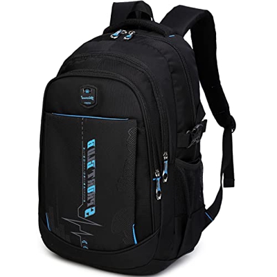 JSHAHA Mochila escolar Daypack Negro Azul