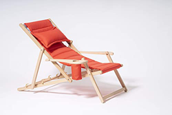 MyDeer - Tumbona plegable de madera | Sillón lounge con cojín | Tumbona para jardín, balcón, camping | Silla plegable con reposabrazos y soporte para  precio