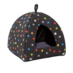 Baroni Home Casa para Gato y Perros pequeños, Cojín extraíble, Lavable, 40x40x36 cm - Estrellas de Colores características