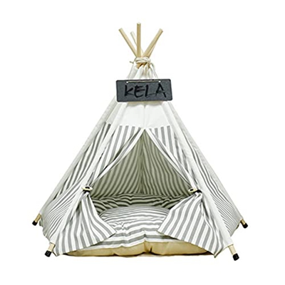 QinWenYan Tienda de Mascotas Mascotas Teepee Perros Tent Stripes Cat Bed Play Casa con cojín Pet Teepee Cama DE Cables DE Cable PORTEPORTE Tienda de L