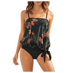 2021 Nuevo Mujer Conjuntos de Bikinis Flores impresión Push Up Trajes de Baño de Tanga Cintura alta dos piezas deporte Ropa de Playa Sexy Cordón Tanki precio