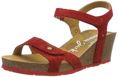 Panama Jack Julia Menorca, Sandalia con Pulsera Mujer, Rojo (Rojo B1), 41 EU