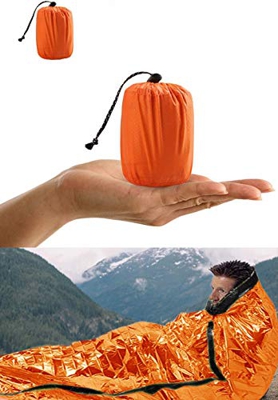 Shayson Saco de Emergencia Dormir,Aislamiento Térmico, Exterior Brillante Naranja Fácil de Localizar Portátil,para Acampar Supervivencia Al Aire Libre