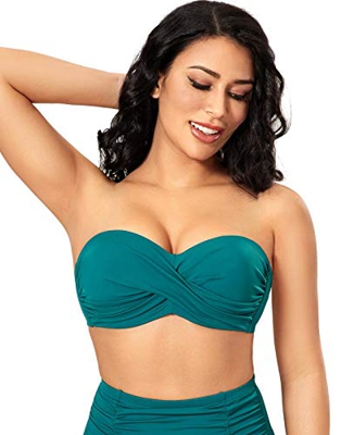 DOBREVA sexys Bikinis Tallas Grandes bañadores Natacion Mujer sin Tirantes La Niebla del Bosque 100C