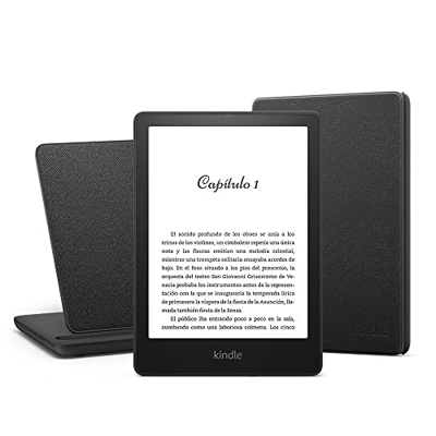 Kindle Paperwhite Signature Essentials Bundle con Kindle Paperwhite Signature Edition (32 GB, sin publicidad), Funda de Piel de Amazon y Base de Carga