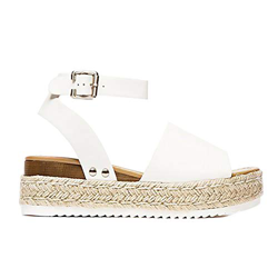 ERLINGO Sandalias de plataforma para mujer, sandalias de verano con correa de hebilla ajustable, cuerda de cáñamo, alpargatas, color Blanco, talla 36  características