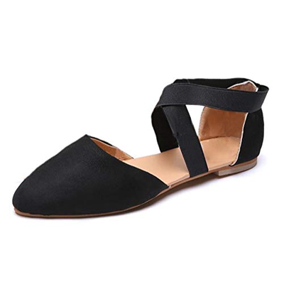 Minetom Mujer Verano Sandalias Plano Zapatos Sandals Planas Roma Sandalias Zapatillas De Ballet Casual Elegante Negro 43 EU
