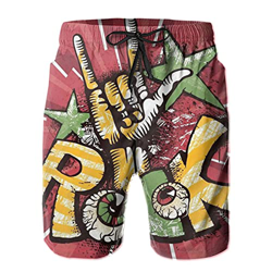 Bañador para hombre Rock Crazy Heavy Metal Music Shorts de baño de secado rápido atlético con forro de malla y bolsillos, blanco, L en oferta