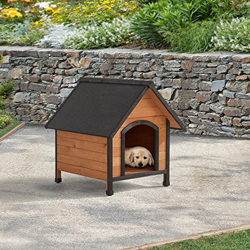 Caseta para Perros Casa para Mascota Exterior Tejado Impermeable Abeto Betún 83 x 78 x 88 cm Natural Negro características