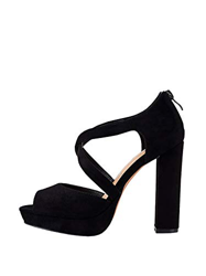 Marypaz, Sandalia de tacón plataforma con tira cruzada para Mujer Negro 36 EU en oferta