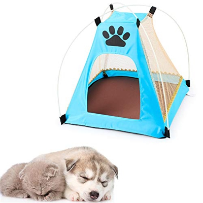 Jjoer Casitas para Gatos Tienda de campaña para Perros Tienda para Perros Pop Up Perro Tienda Cama Cama para Perro con sombrilla Blue