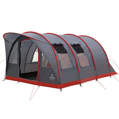 Justcamp Atlanta 5 tienda familiar, tienda tunel para 5 personas, altura en pie, suelo cosido - gris