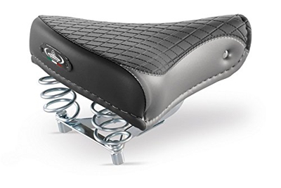 Selle Montegrappa - Sillín de Bicicleta de Piel para CITYRAD BEACHCRUISER HOLLANDRAD en Aspecto Retro Vintage 1750 Export Negro/Gris – Fabricado en It