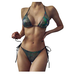 Mujer 2 Piezas Bikini Conjuntos Lentejuelas Diseño de Correa Ropa de Baño Push Up BañAdores Tops con Triangulo Tanga Natacion Traje Playa de Verano Br características