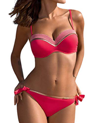 heekpek Conjunto Bikini Mujer Push up Sexy Two Piece Bikini Traje de Baño Mujer Sexy Anudado de Color Brillante Bañadores Bikinis Brasileños en oferta