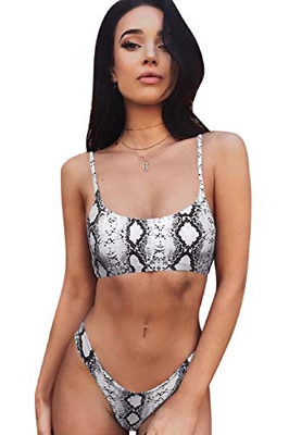 Voqeen Bikinis para Mujer Estampado de Serpiente Leopardo Traje de Baño Ropa Verano Bañador Traje de Baño de Mujer Dos Piezas Conjunto (Estampado de S