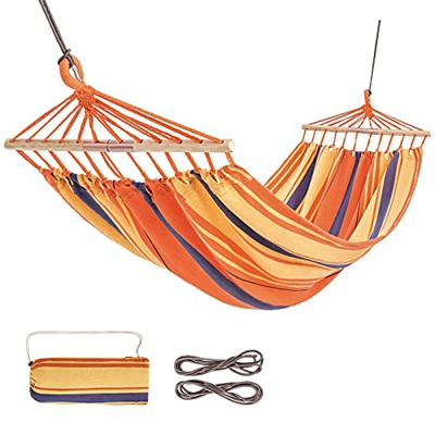 KingCamp Compacto Hamaca Protable para Acampar con Barra de Madera Plegable Paquete Samll (Naranja)