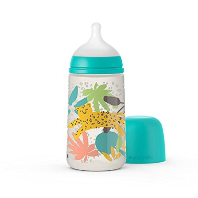 Suavinex Nuevo Biberón 270 ml con Tetina Fisiológica SX Pro Flujo Medio, Para Bebés +0 Meses, Verde