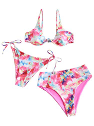 Zafl - Bañador para mujer de tres piezas, bikini para mujer, sexy, teñido, A-3-rosa, L características