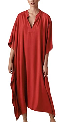 YouKD Traje de baño largo de Kaftan bohemio de la playa de la chaqueta del traje de baño de la mujer vestido más, A rojo, Talla única