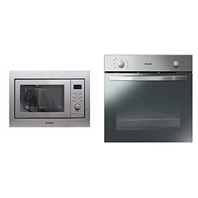Candy FCS100X/E Horno eléctrico 2100W, Capacidad 70L + MIC201EX Microondas integrable con grill y marco, Potencia 800W-1000W, Capacidad 20L, 8 Program