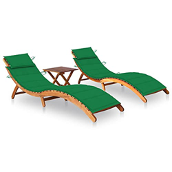 vidaXL 2X Madera Maciza de Acacia Tumbonas con Mesa y Cojines Hamaca Cama Salón Diván Asiento Piscina Playa Jardín Patio Terraza Balcón Exterior características