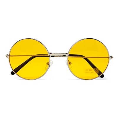 Oblique Unique® Gafas de sol estilo hippie John Lennon, estilo retro, para fiestas de los años 60 y 70, accesorio para carnaval, hombre y mujer (amari