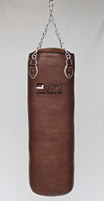 Lisaro – Saco de boxeo/saco de arena 120 cm, 35 – 38 kg relleno con Restos de tela, con cuatro – Cadena de punto, material vinilo (Kunstleder) Color M