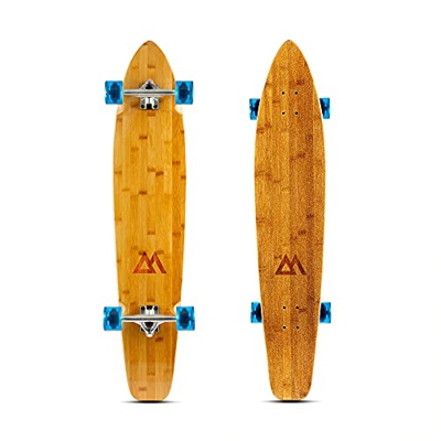 Magneto 44 Pulgadas kicktail Crucero Longboard monopatín | Bambú y Cubierta de Arce Duro | Hecho para Adultos, Adolescentes y niños (Azul)